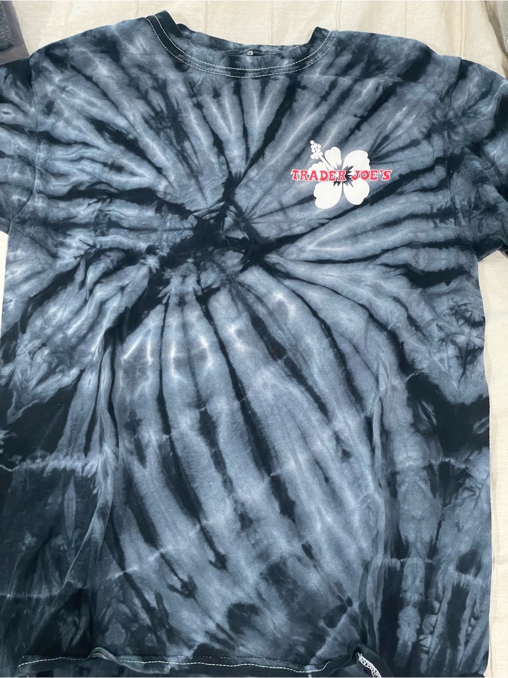 Trader Joe's Black & Gray Tie-Dye Tee rare